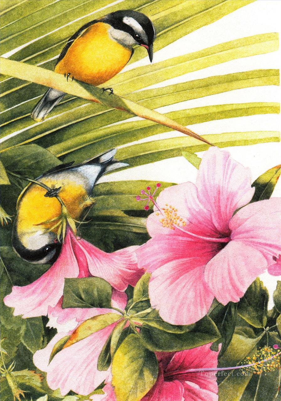am167D 動物 鳥 古典的な花油絵